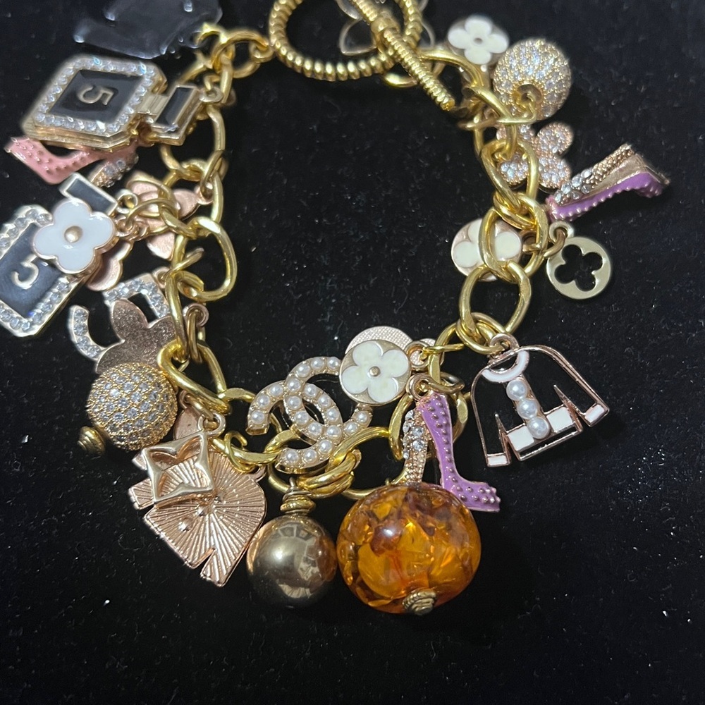 Gold and Black Charm Bracelet - Picture 10 of 11